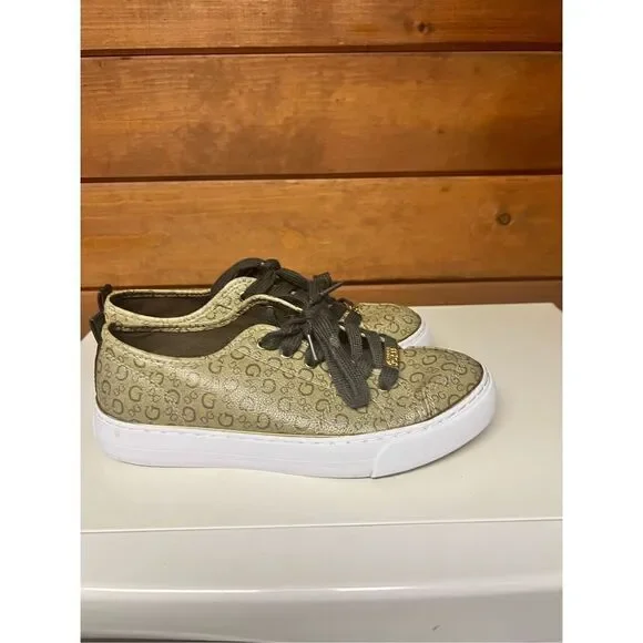 *GORGEOUS* Gold Guess Signature Womans Sneakers Size 7​ - Picture 5 of 13